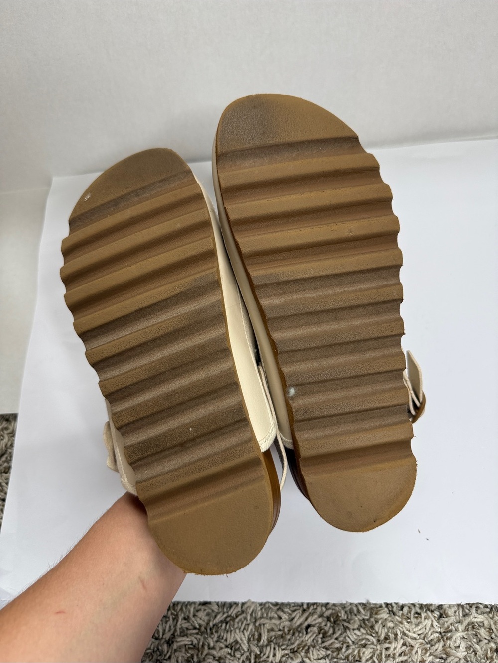 Reef Canvas Slip On Clogs Platform with Back Strap Cream Tan size 9 - Picture 6 of 8